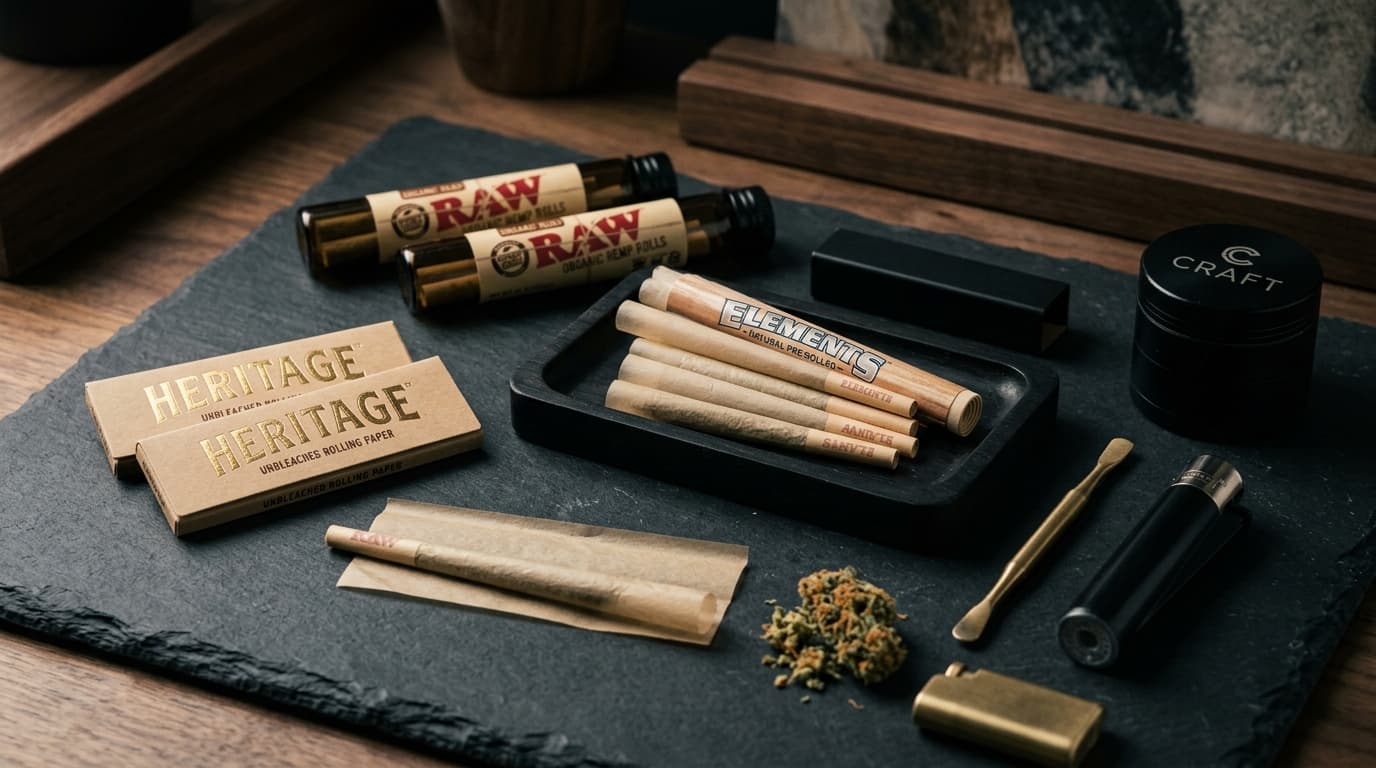 A considered selection of Khyber Rolls papers and rolling accessories